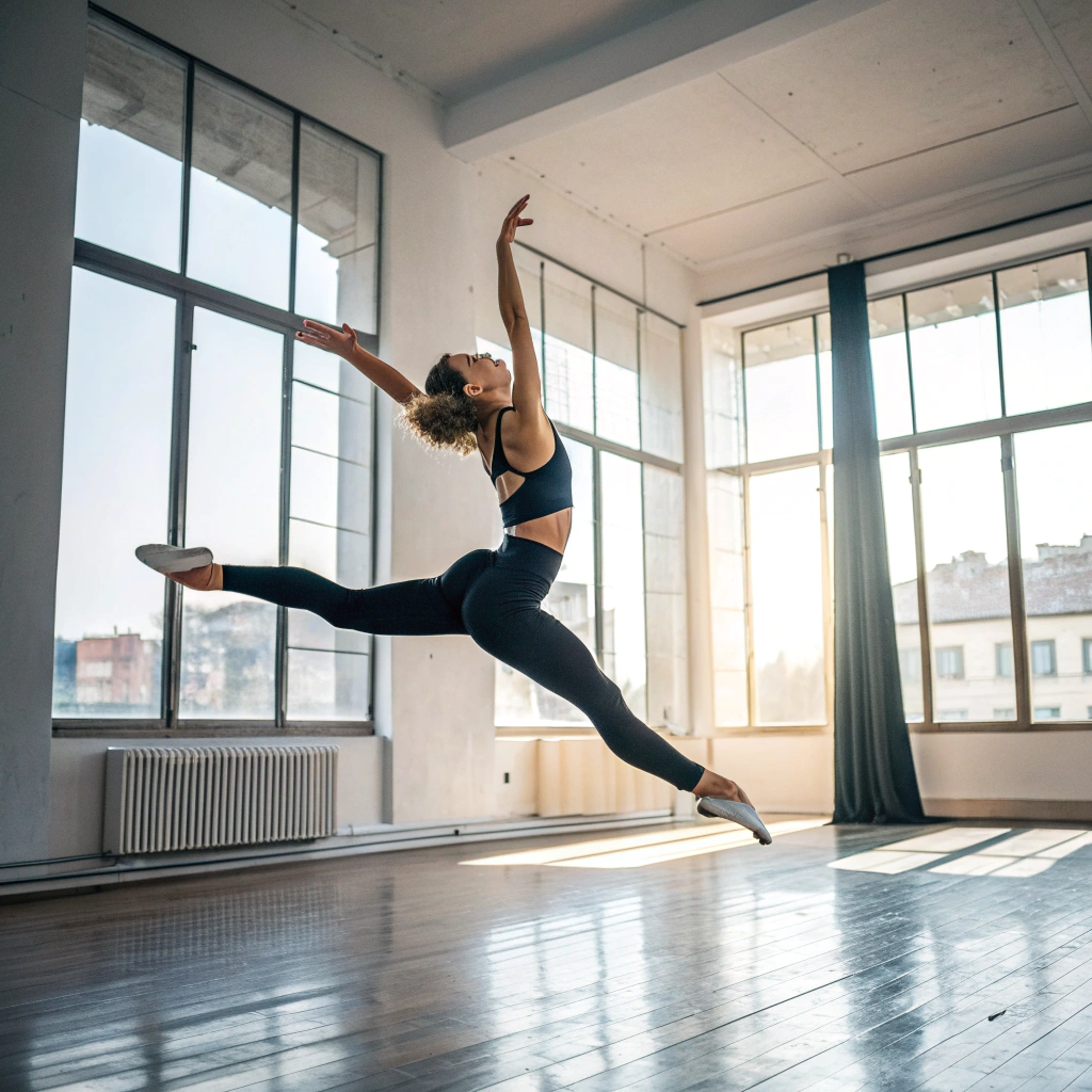 Ballerina in azione durante lezione di danza contemporanea a Bologna