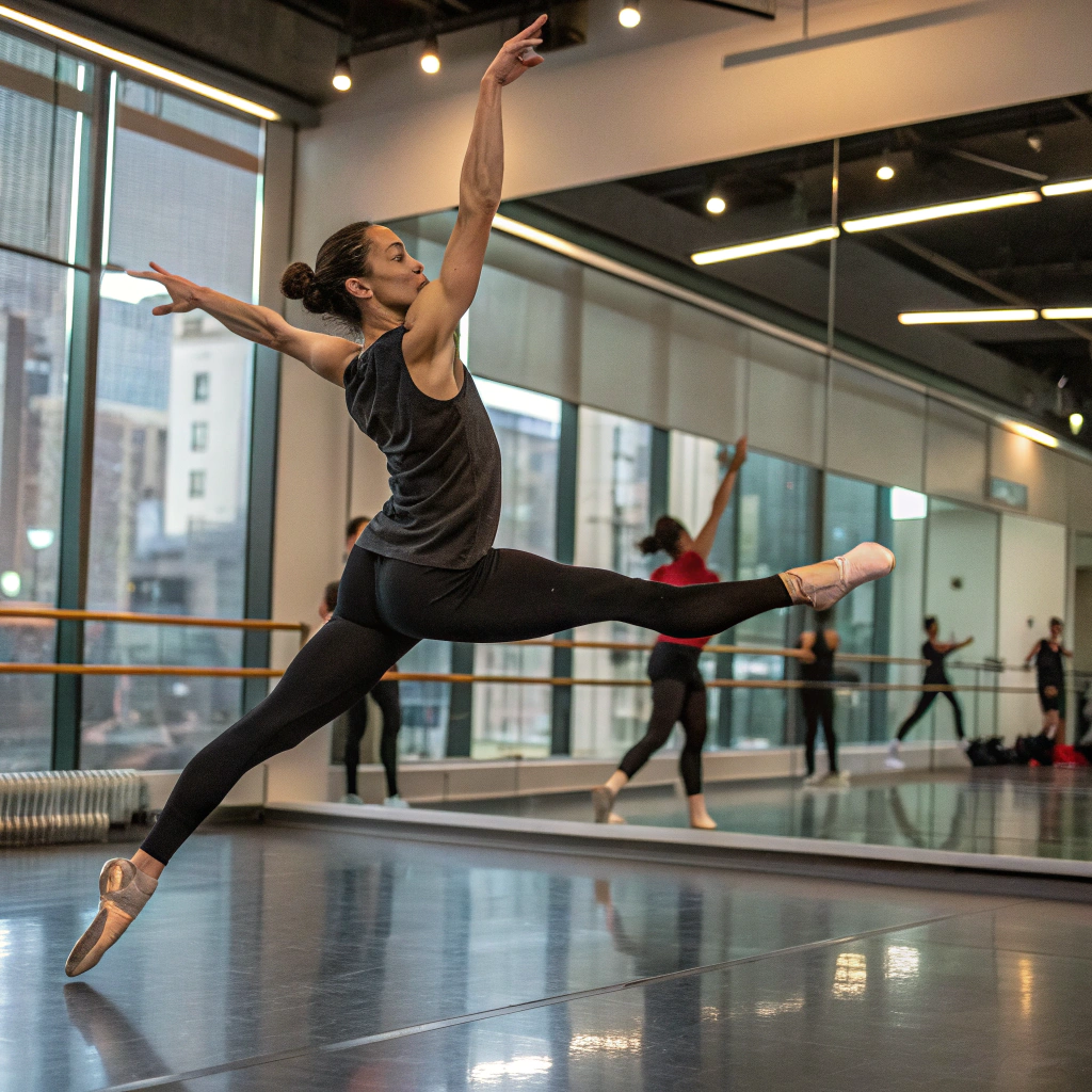 Ballerina adulta durante una lezione di danza moderna a Torino