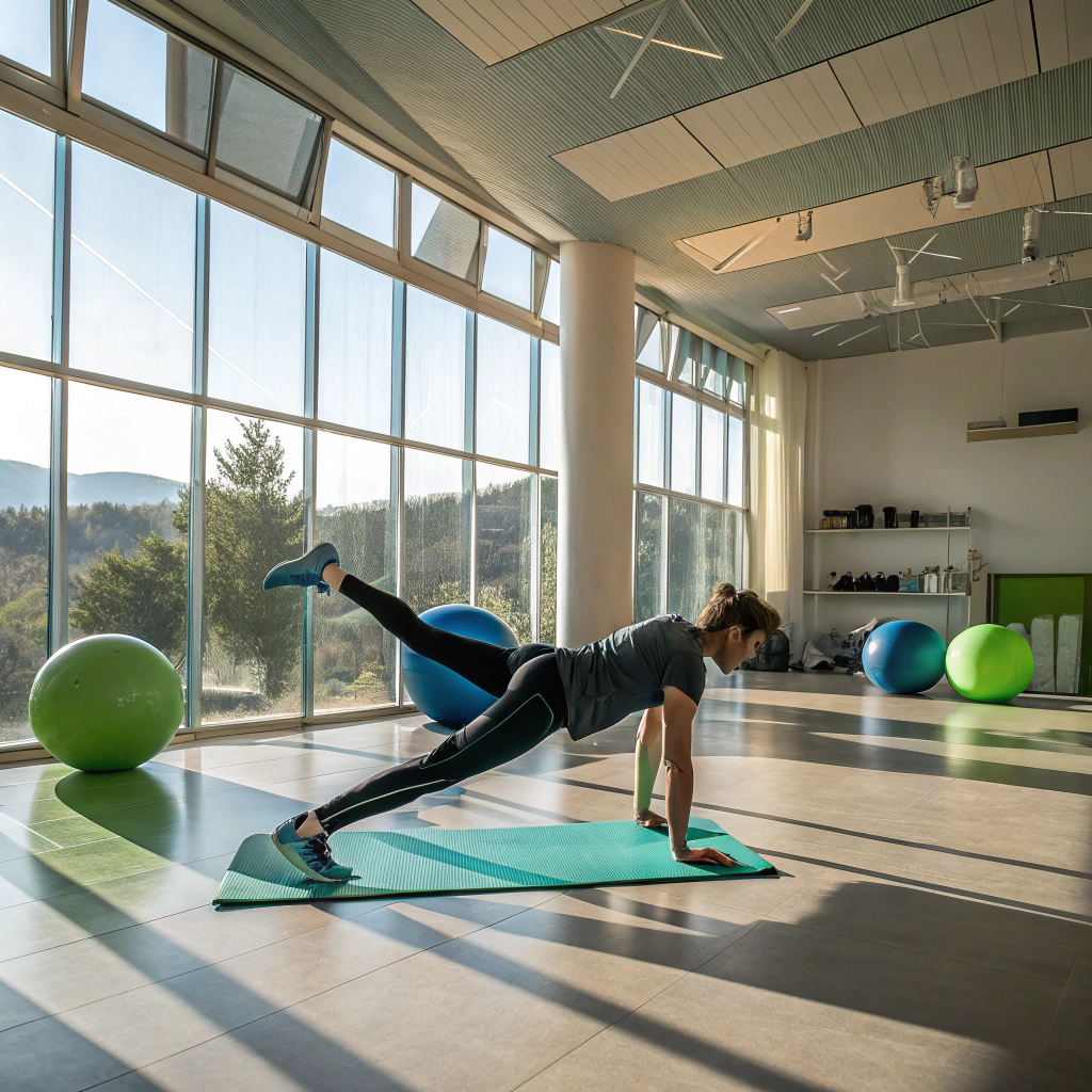 Persona che pratica Pilates su tappetino in palestra a Monza