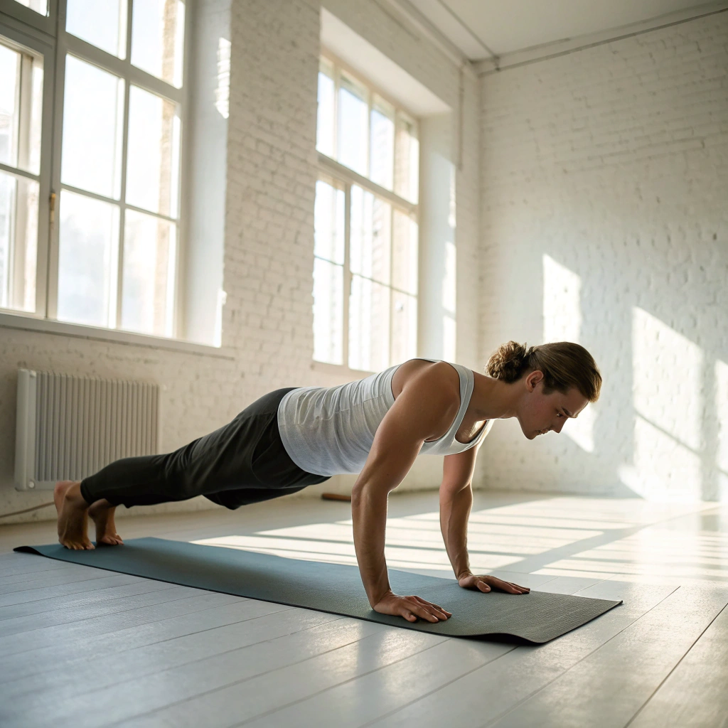 Persona che pratica Pilates su tappetino in ambiente luminoso a Siena