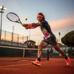 Tennista in azione durante un corso di tennis a Milano