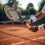 Dettaglio di racchetta da tennis che colpisce la palla durante un corso a Torino