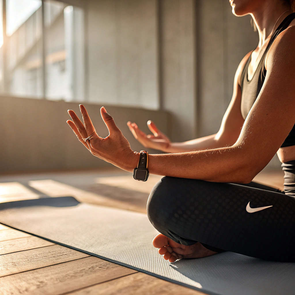 Dettaglio mani in posizione yoga durante corso a Bari