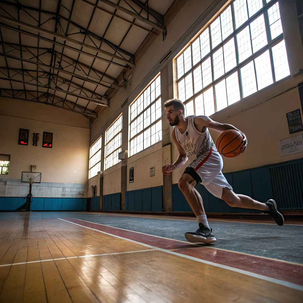 Giocatore di basket in azione durante un allenamento a Modena