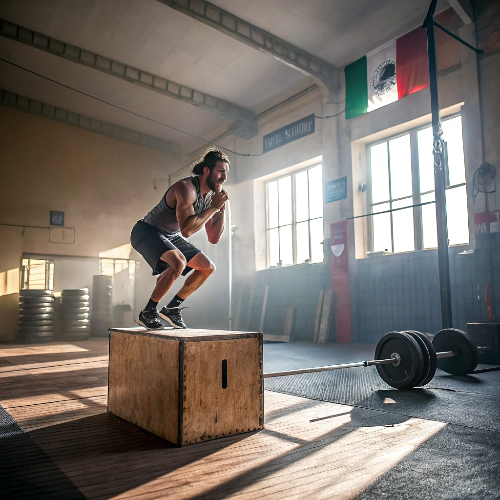 Atleta durante allenamento crossfit in box a Varese