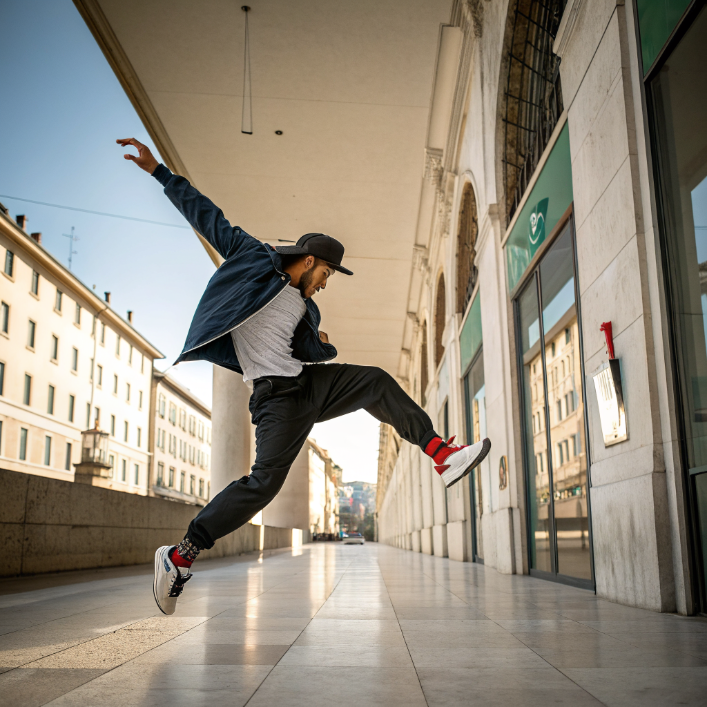Danzatore hip hop in azione durante un corso a Milano