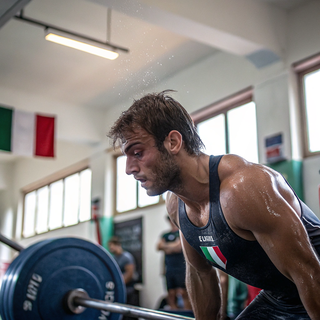 Persona che si allena con i pesi in una palestra moderna a Urbino