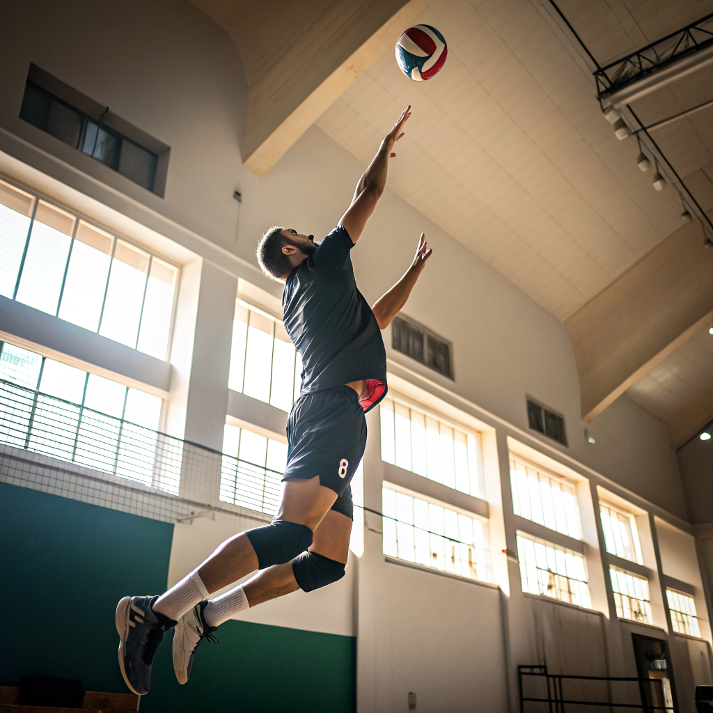 Giocatrice di pallavolo in fase di schiacciata durante allenamento a Genova